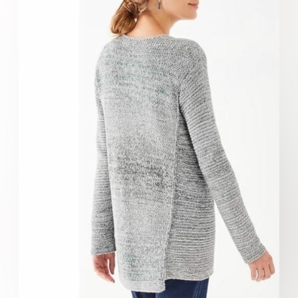 J Jill pureJill Women’s Knit Tunic Crew Neck Sweater Asymmetrical Hem Gray XL - Picture 2 of 8